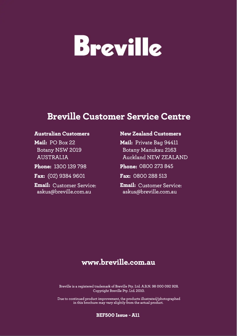 First page image of the manual for Thermal Pro Stainless BEF500