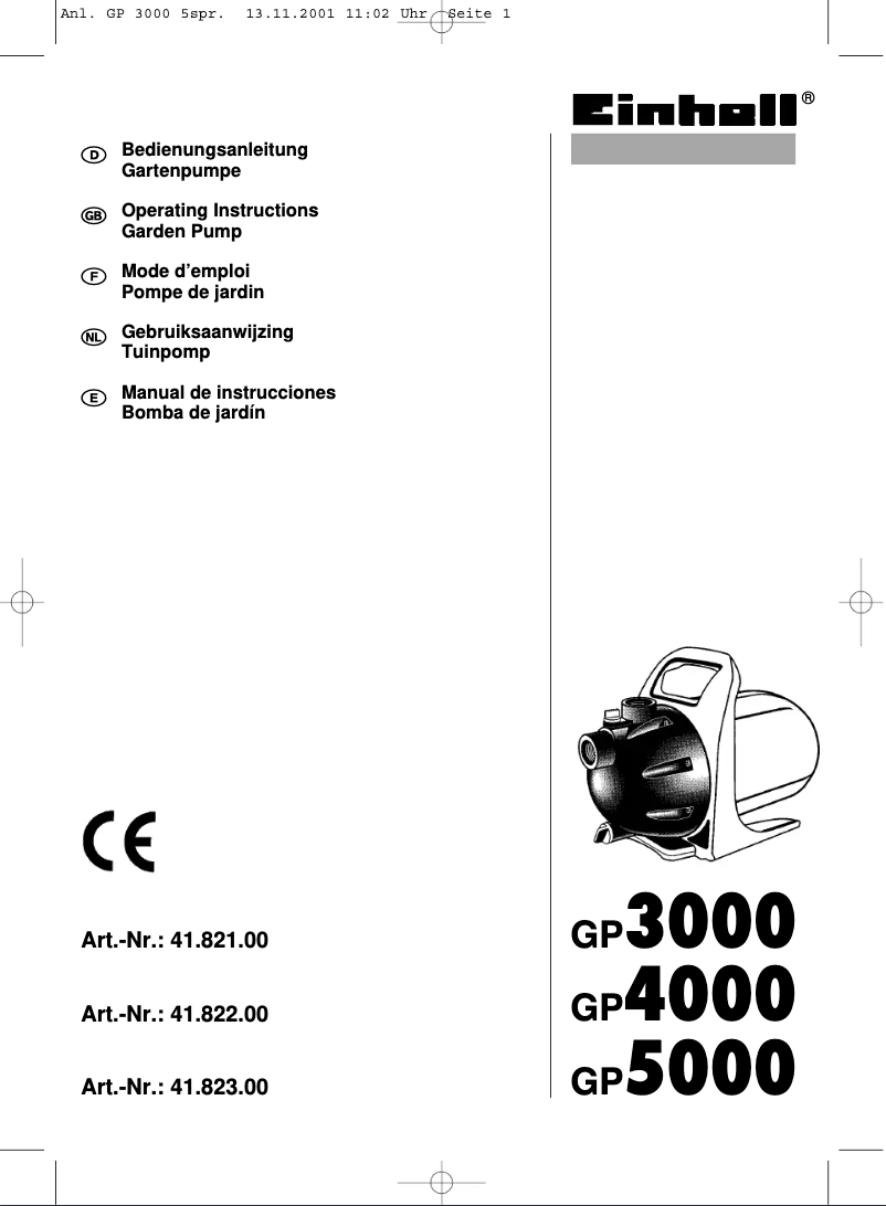 First page image of the manual for GP 3000