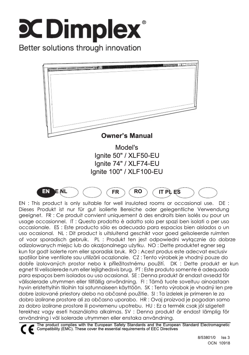 Page 1 of the manual Technical Sheet Dimplex XLF50