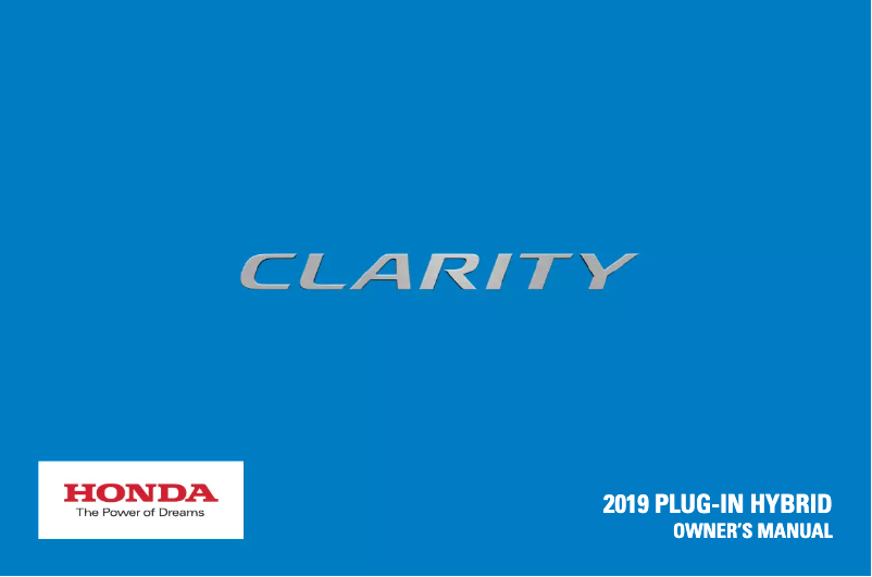 First page image of the manual for Clarity Plug-In Hybrid (2019)