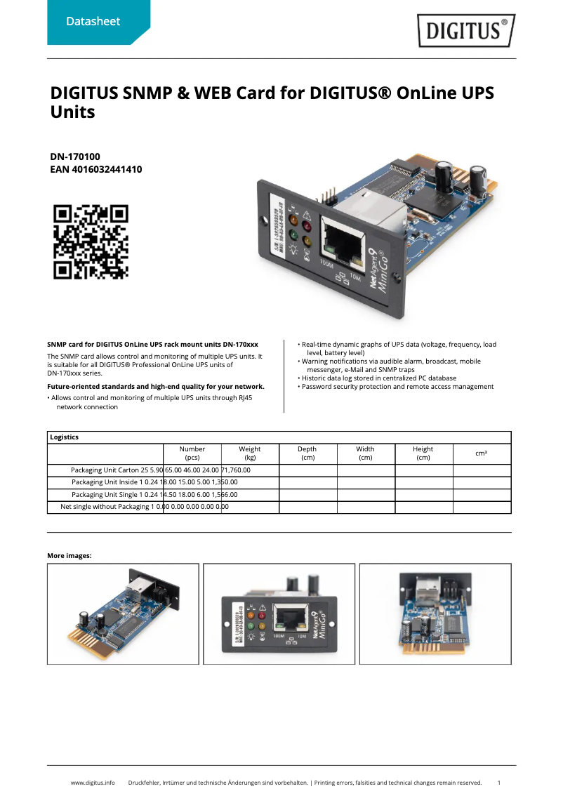 First page image of the manual for DN-170100