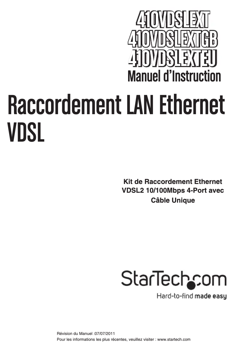 First page image of the manual for 410VDSLEXT