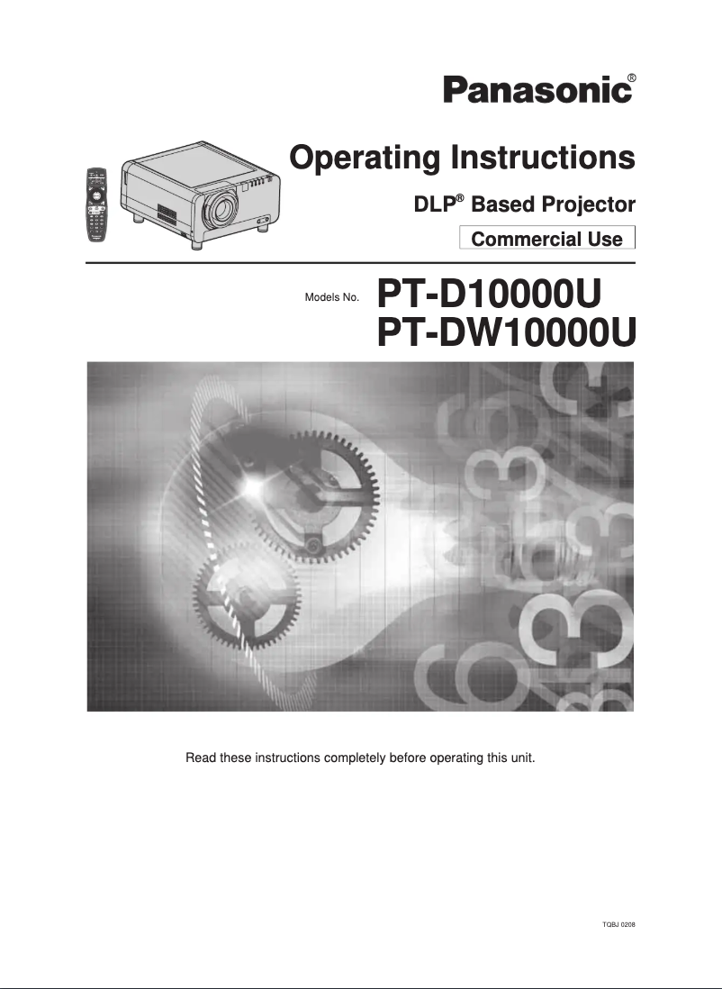 First page image of the manual for PT-DW10000
