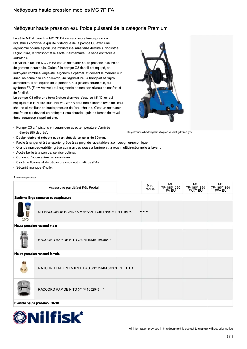 Page 1 of the manual Technical Sheet Nilfisk MC 7