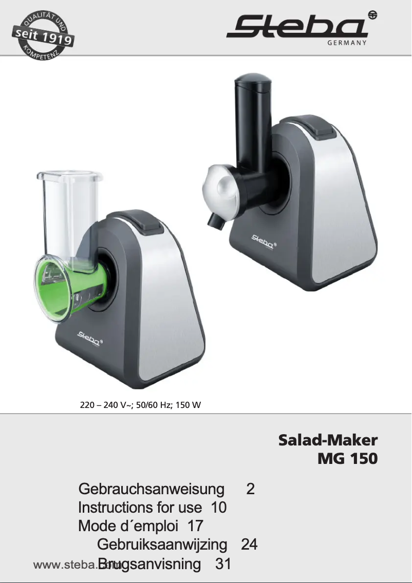 Image de la première page du manuel de l'appareil MG 150