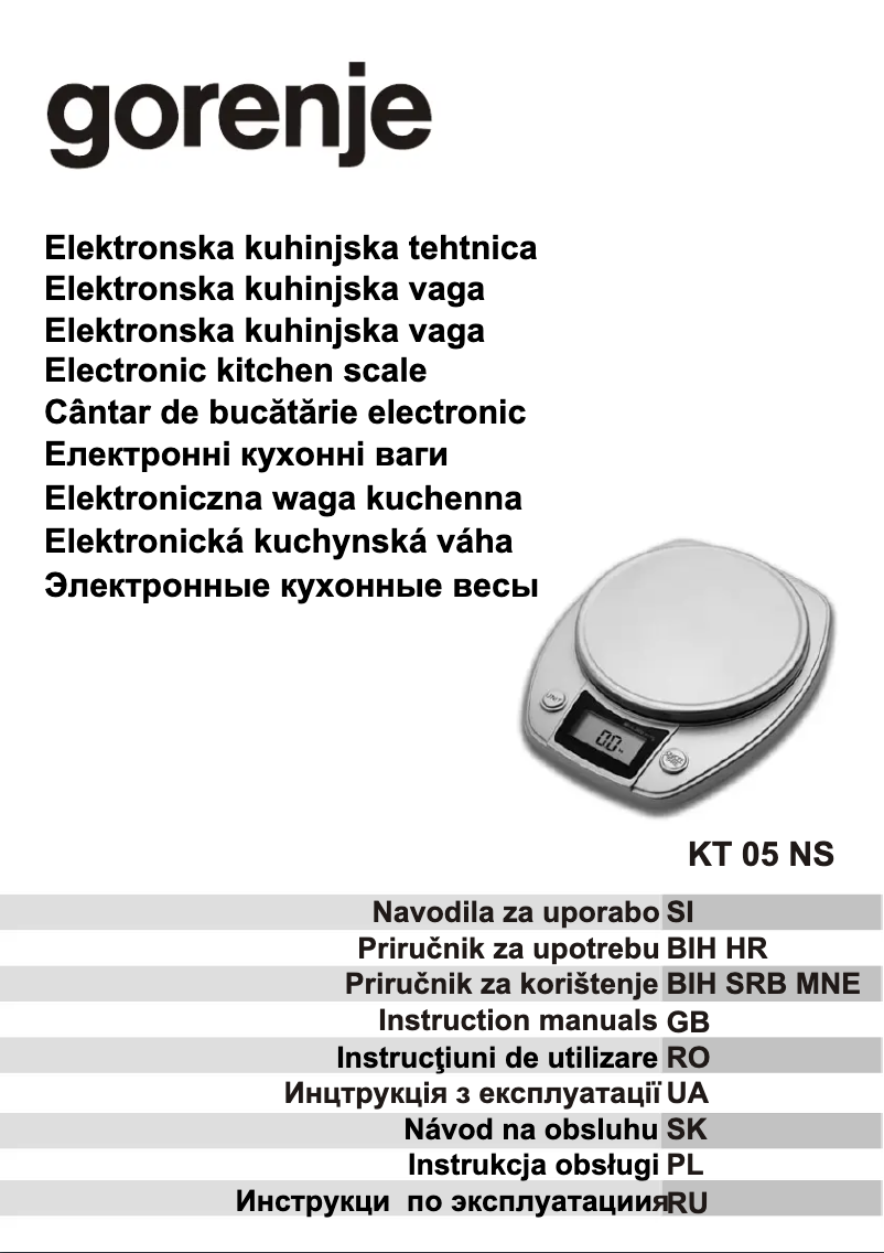 Page 1 de la notice Manuel utilisateur Gorenje KT05NS
