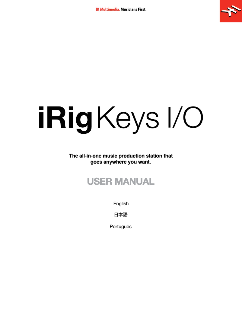 First page image of the manual for iRig Keys I/O