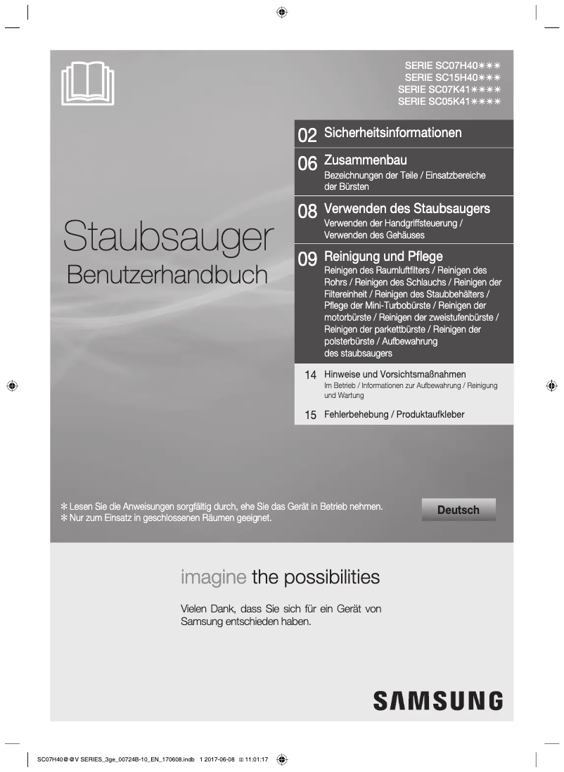 Page 1 of the manual User Manual Samsung SC07H40E0V