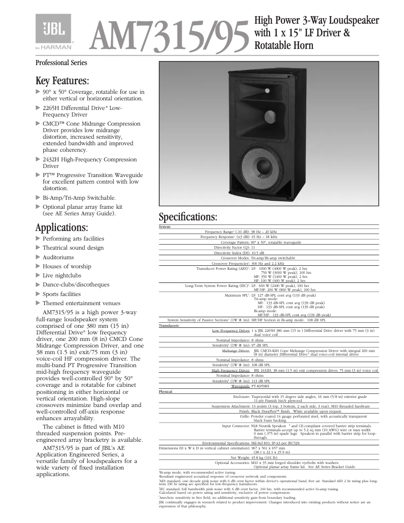 First page image of the manual for AM7315