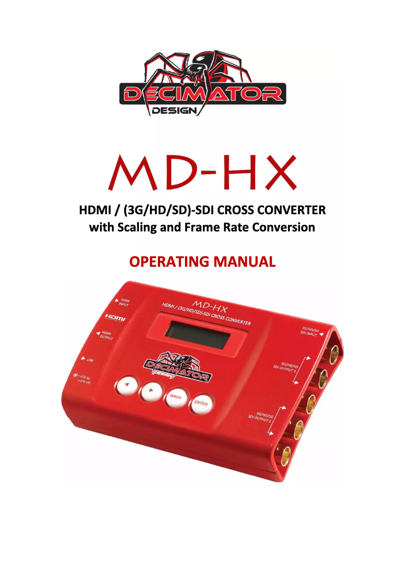 First page image of the manual for MD-HX