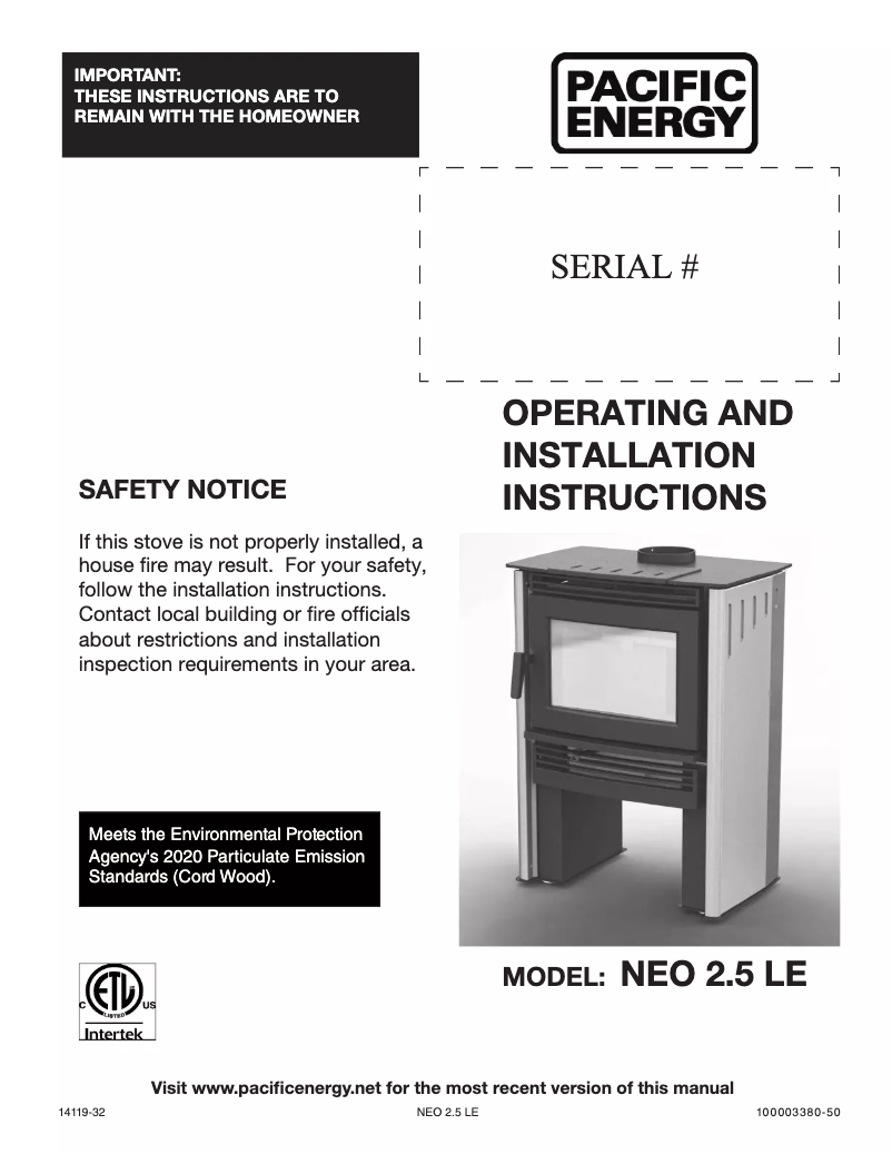 First page image of the manual for Neo 2.5 LE