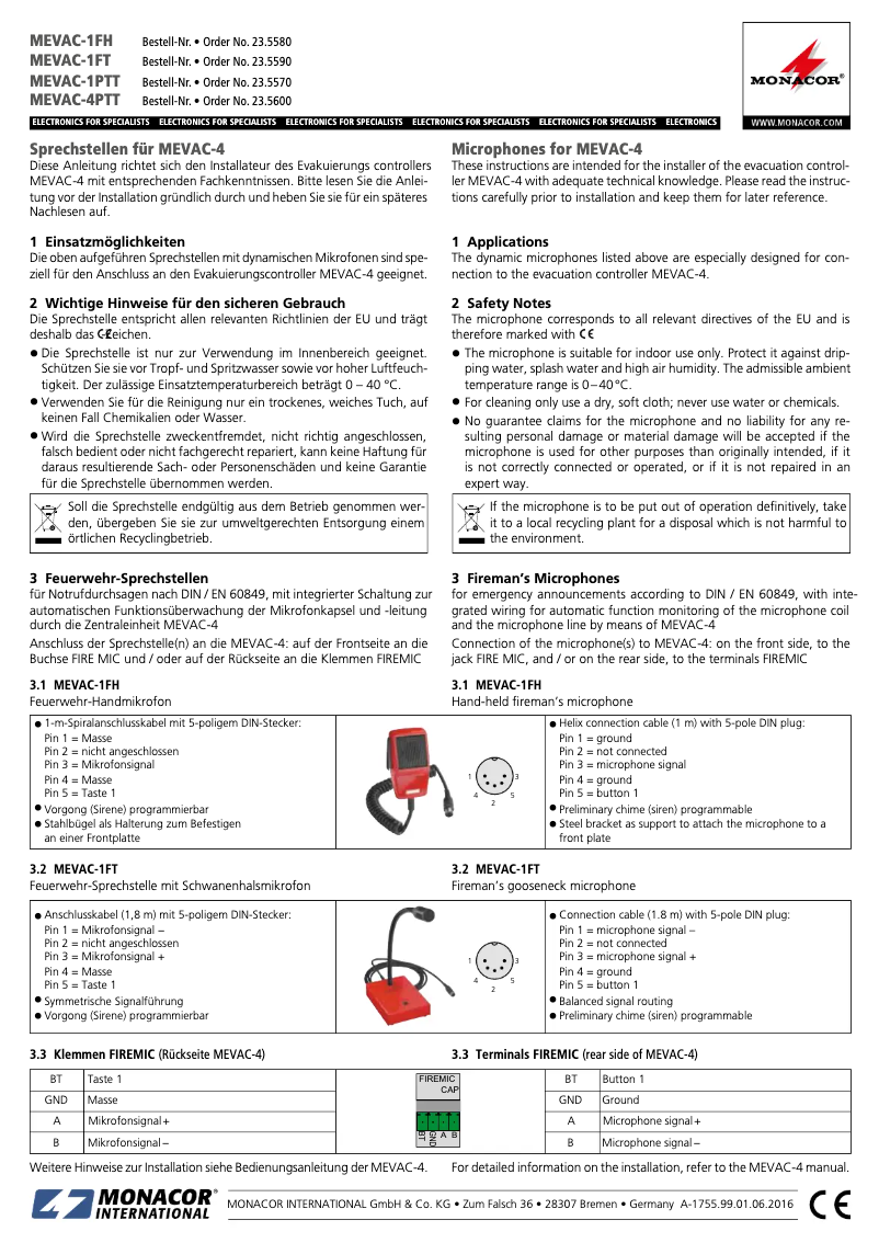 First page image of the manual for MEVAC-1FH