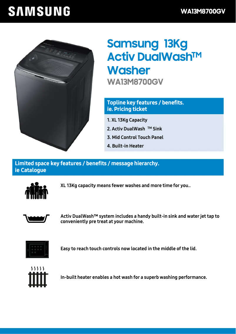 First page image of the manual for WA13M8700GV