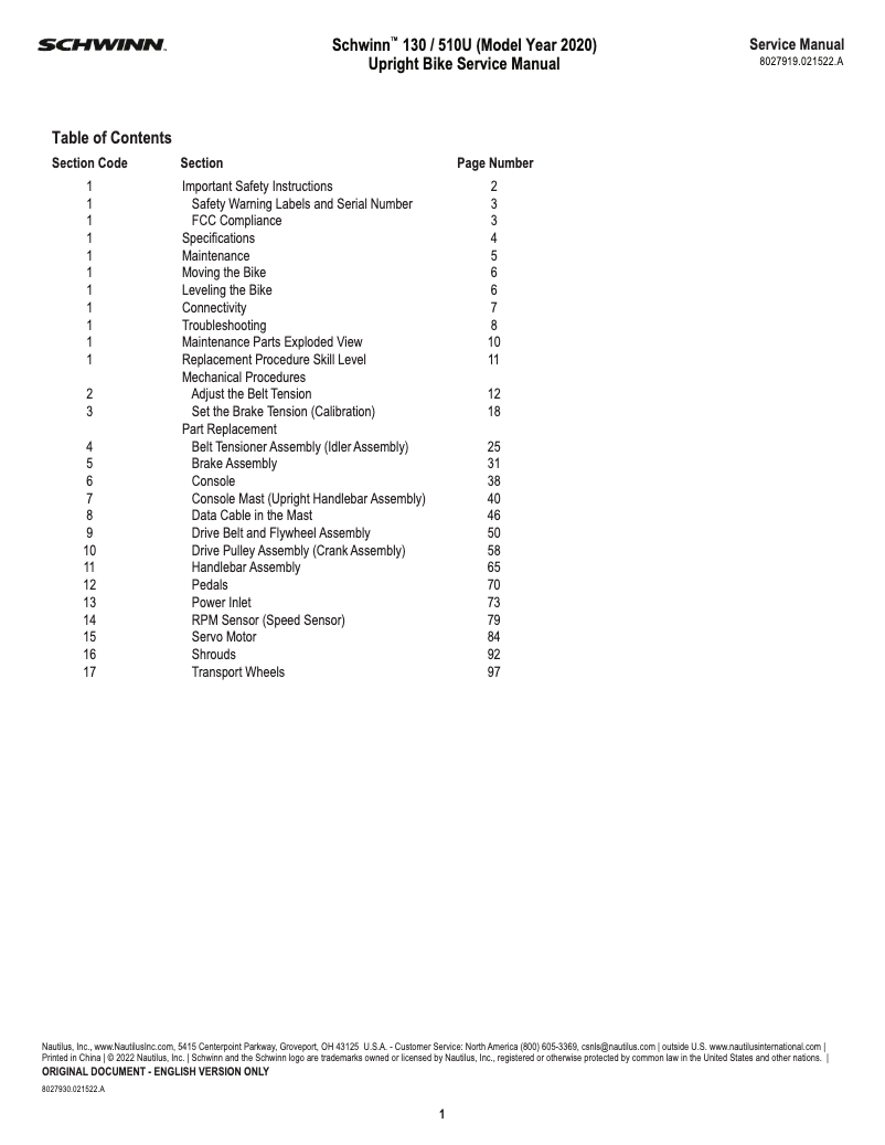 First page image of the manual for 130