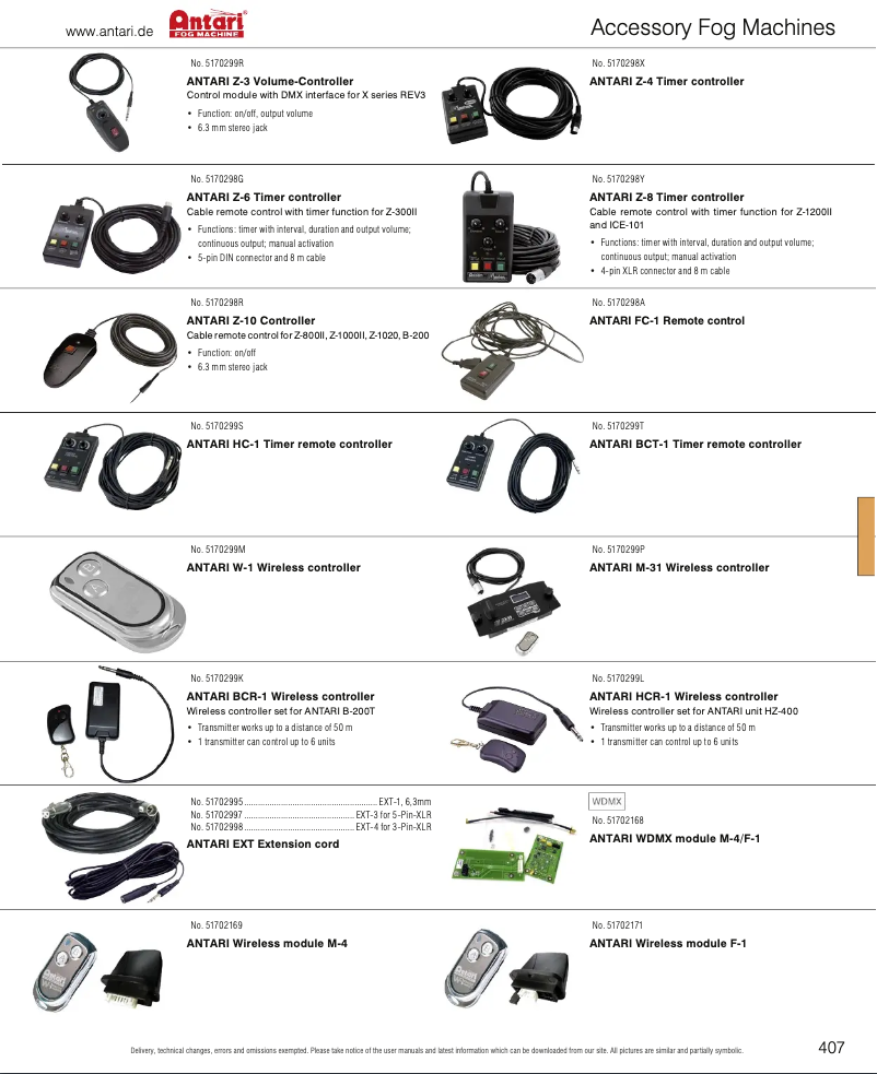 Page 1 of the manual Catalogue Antari M-4