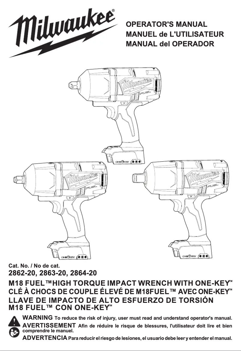 First page image of the manual for M18 Fuel ONE-KEY 2862-22R