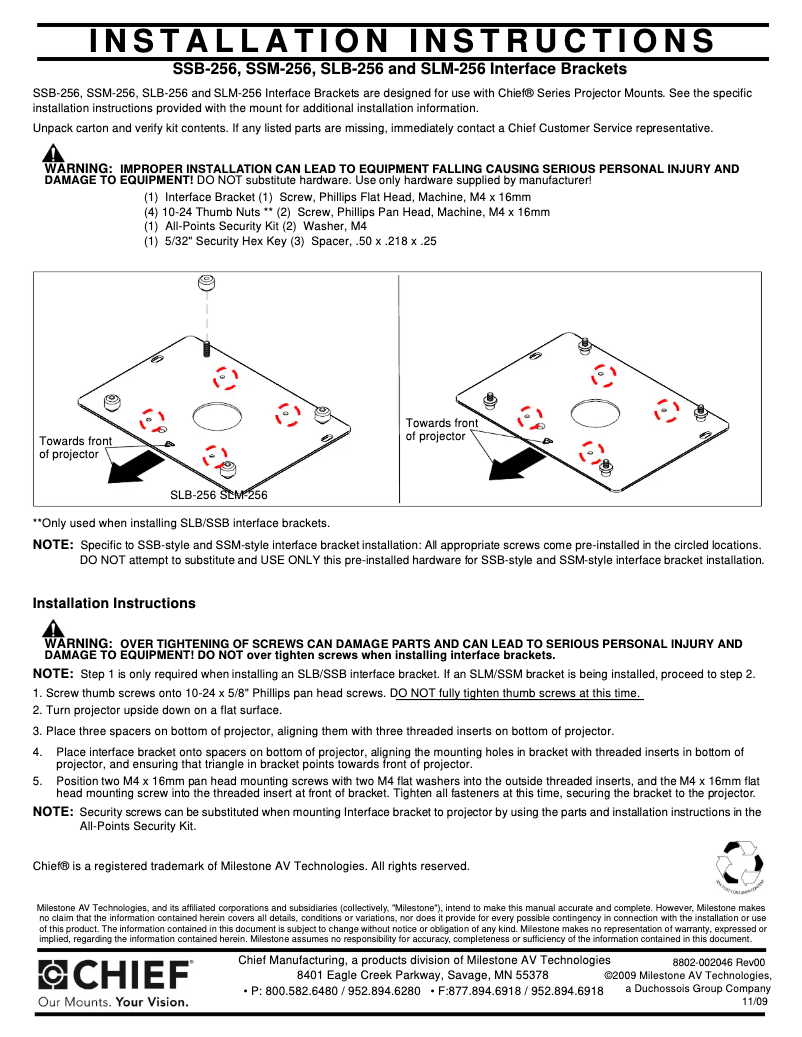 Page 1 of the manual User Manual Chief SLB256