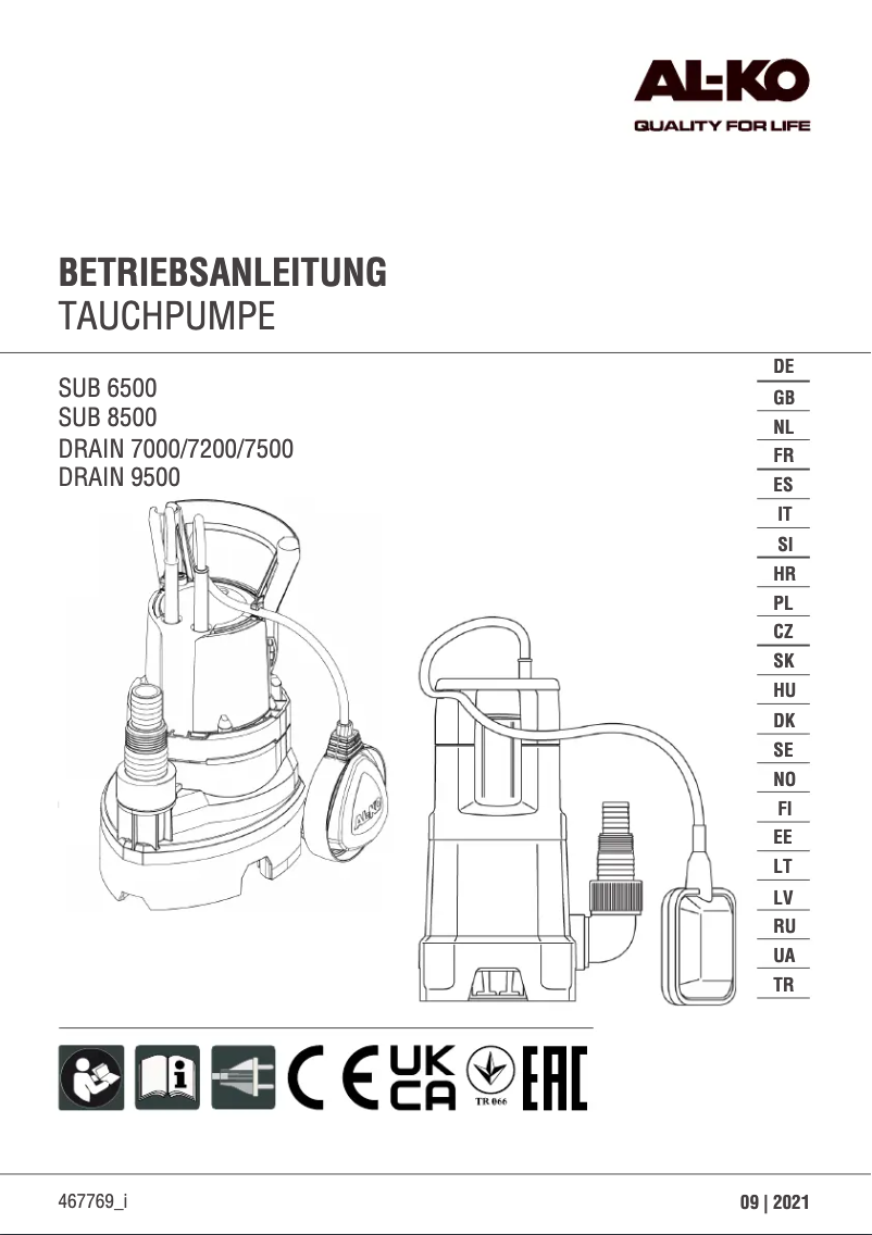 First page image of the manual for Drain 7500 Classic