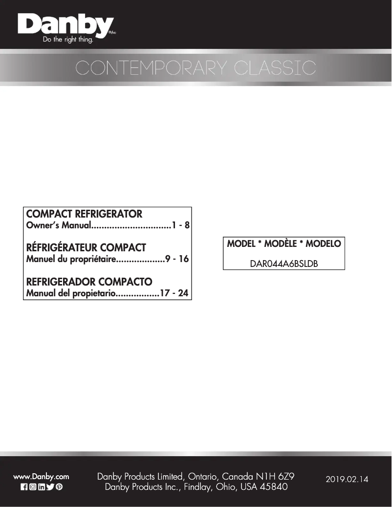 Page 1 of the manual User Manual Danby DAR044A6BSLDB