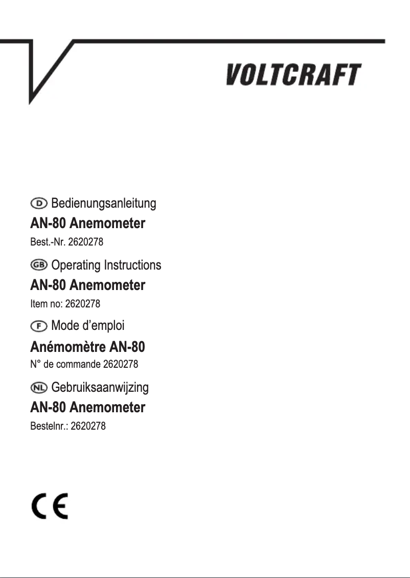 Page 1 of the manual User Manual Voltcraft AN-80
