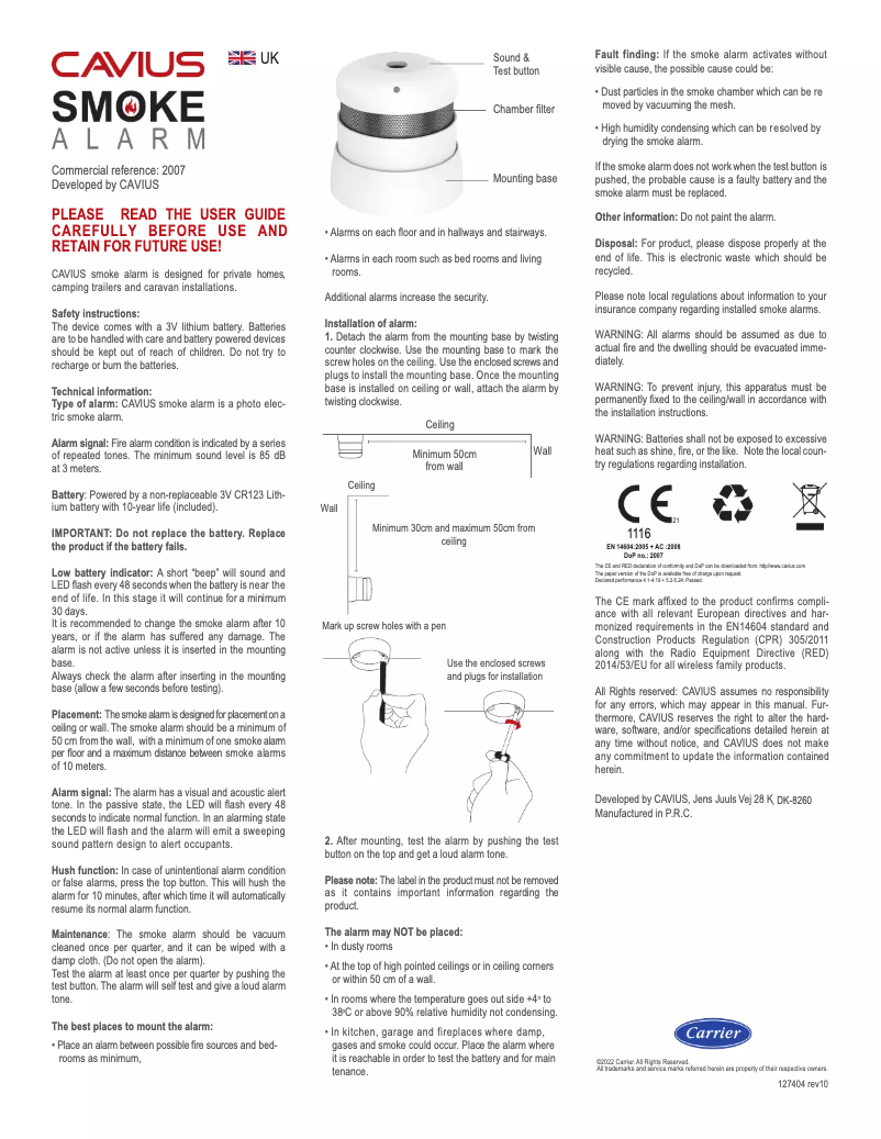 First page image of the manual for 2007