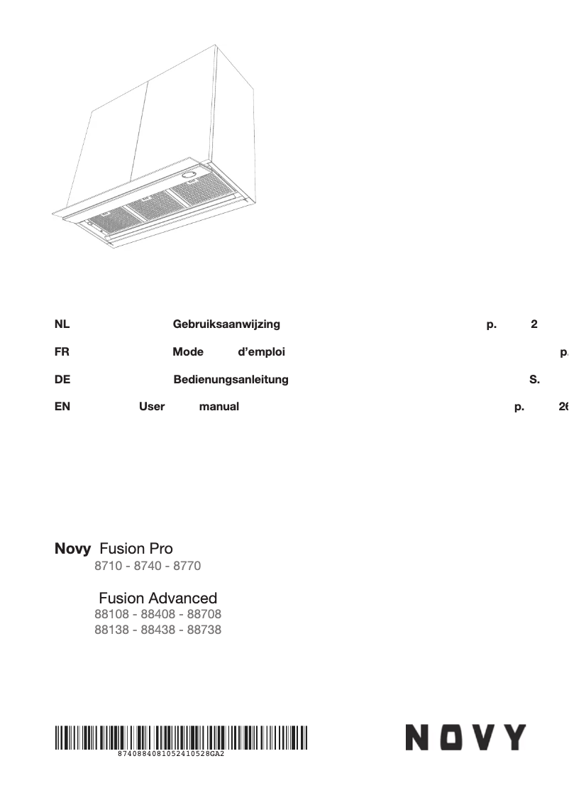 Page 1 of the manual User Manual Novy Fusion Pro 8741
