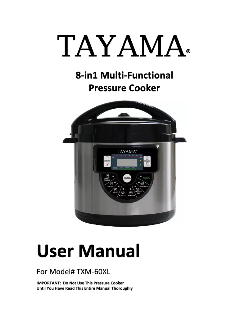 Page 1 of the manual User Manual Tayama TXM-60XL