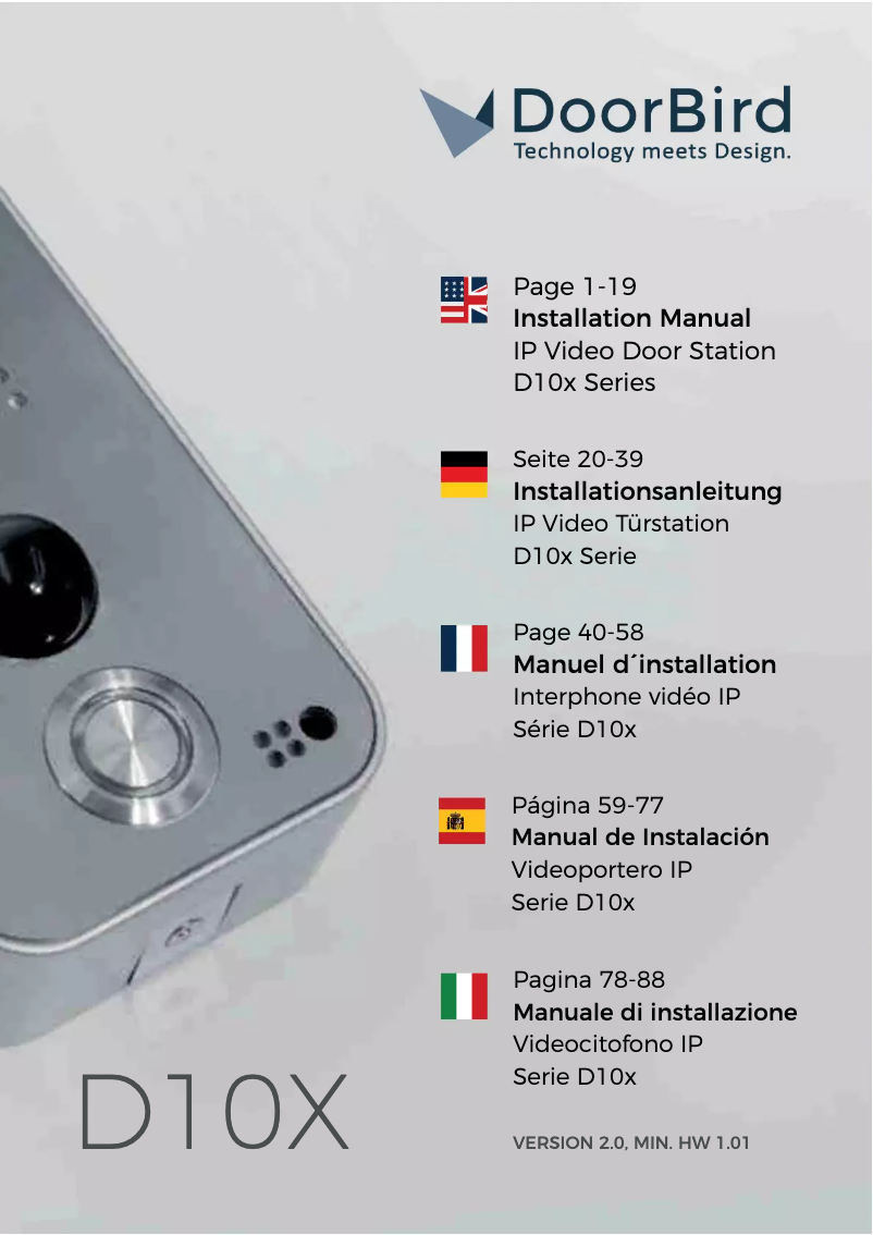 Page 1 of the manual User Manual DoorBird D101S