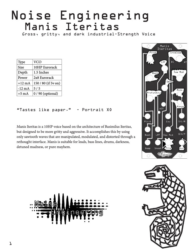 First page image of the manual for Manis Iteritas