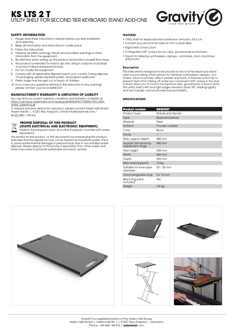 First page image of the manual for KS LTS 2 T