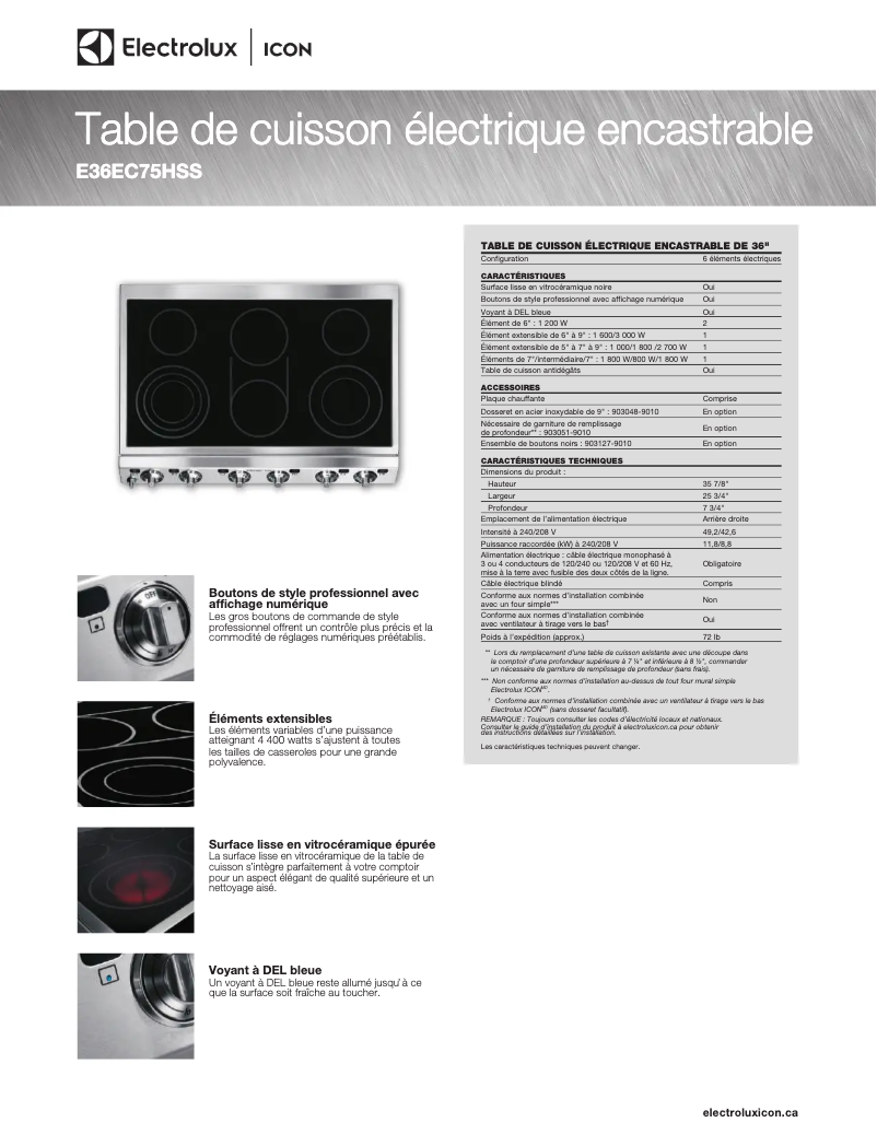 First page image of the manual for ICON E36EC75HSS