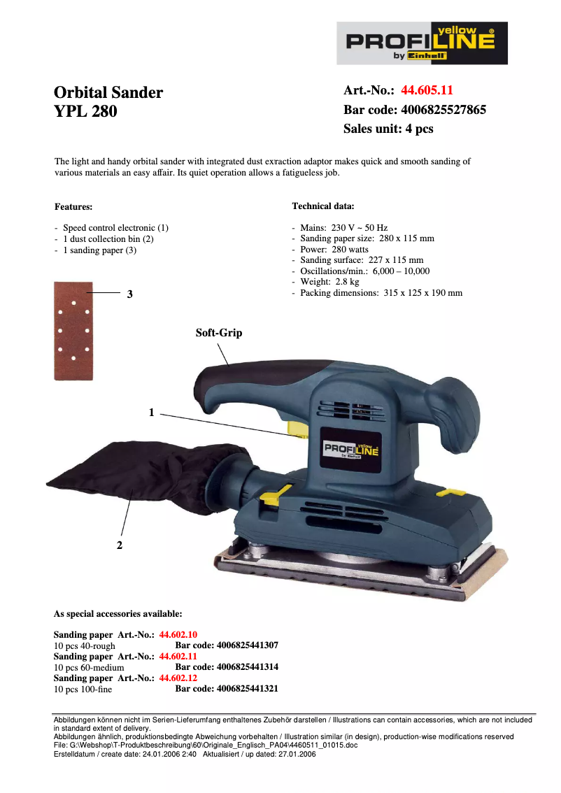 First page image of the manual for YPL 280