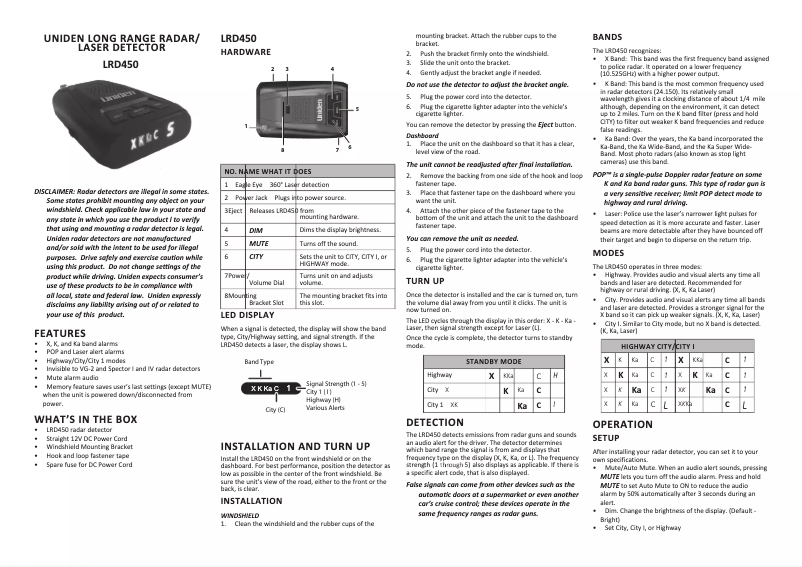 First page image of the manual for LRD450