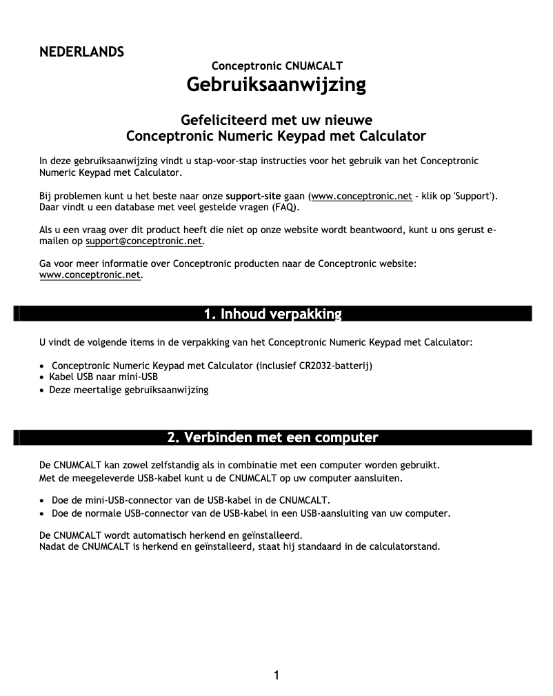 First page image of the manual for CNUMCALT