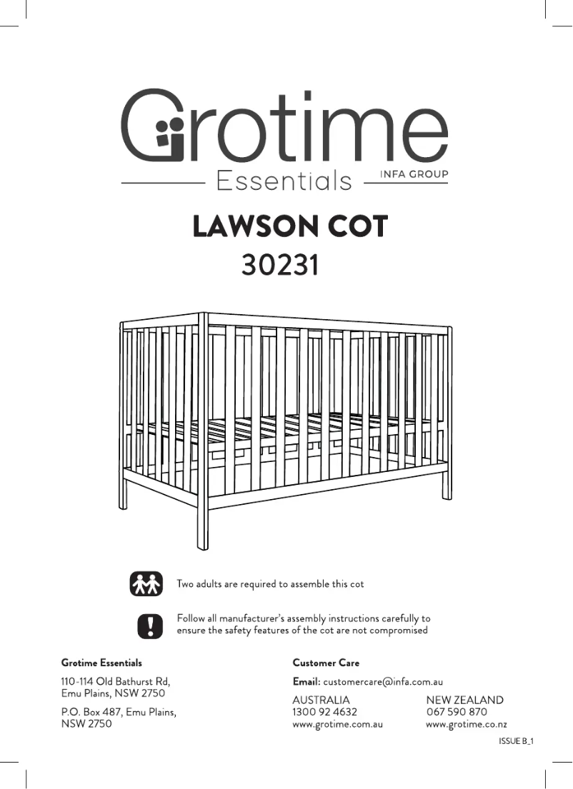 Page 1 of the manual User Manual Grotime Lawson Cot