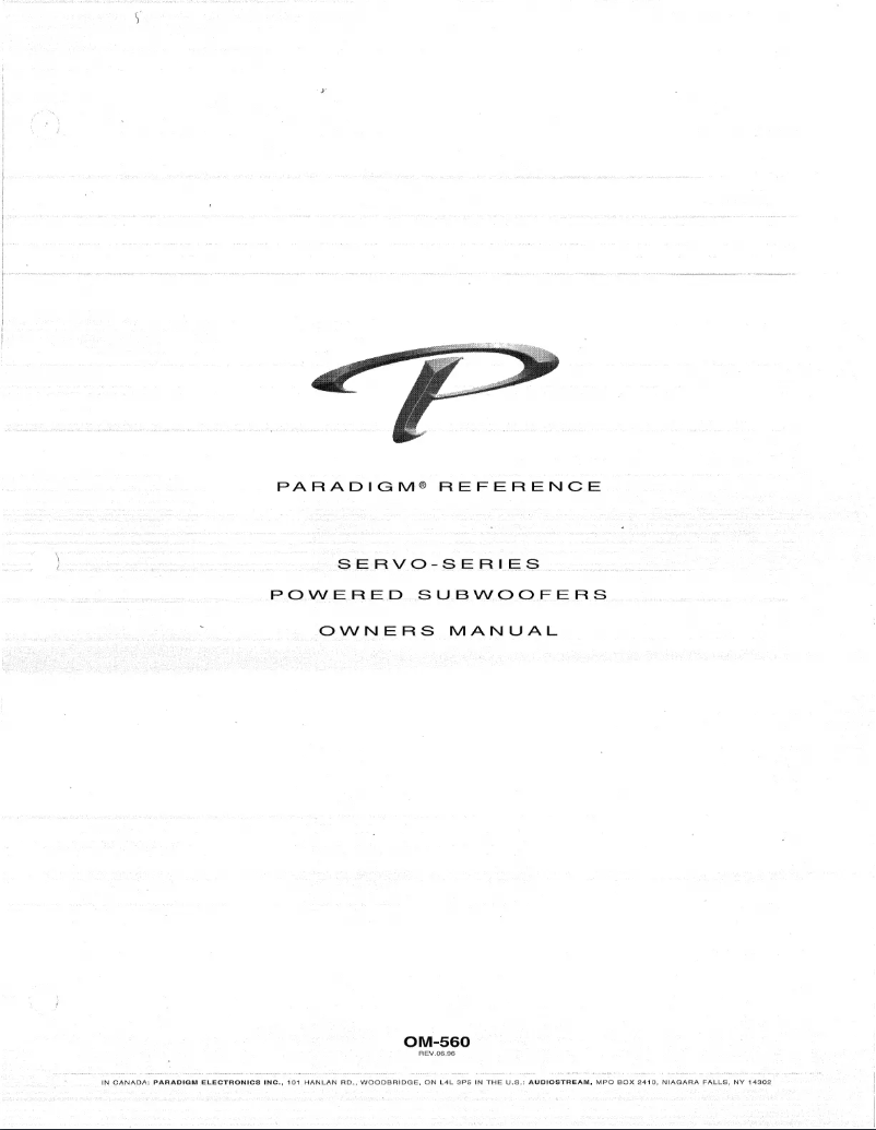 Page 1 of the manual User Manual Paradigm Servo 15