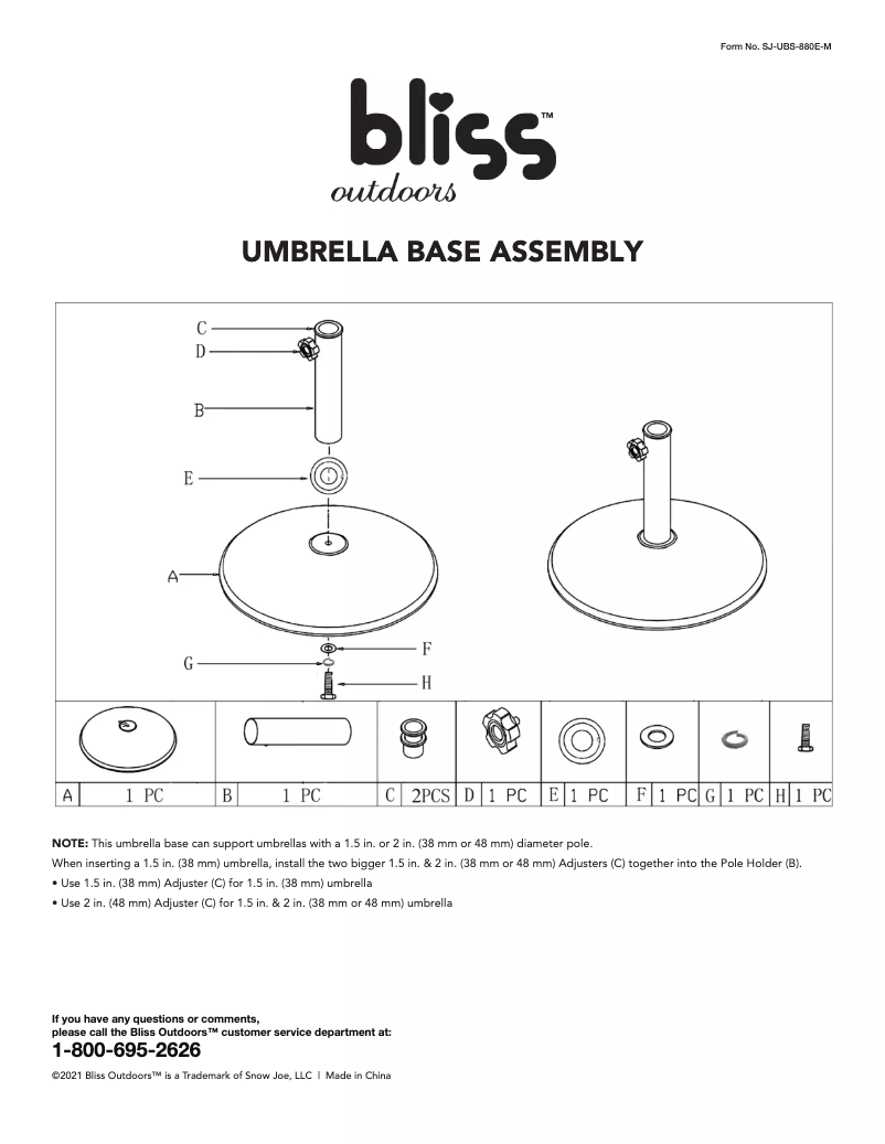 Page 1 of the manual User Manual Bliss Outdoors UBS-033