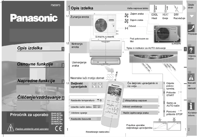 Page 1 of the manual User Manual Panasonic CU-W24CTP5