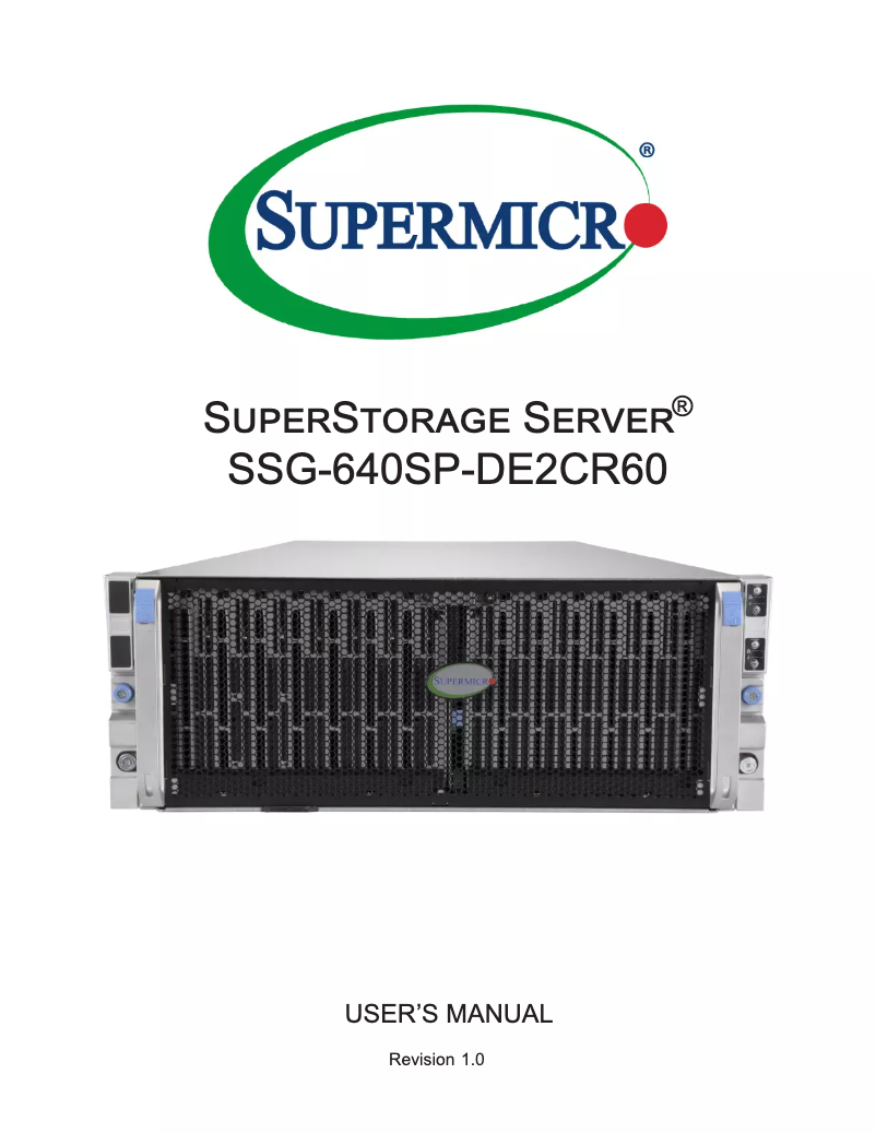 Page 1 of the manual User Manual Supermicro SuperServer SSG-640SP-DE2CR60