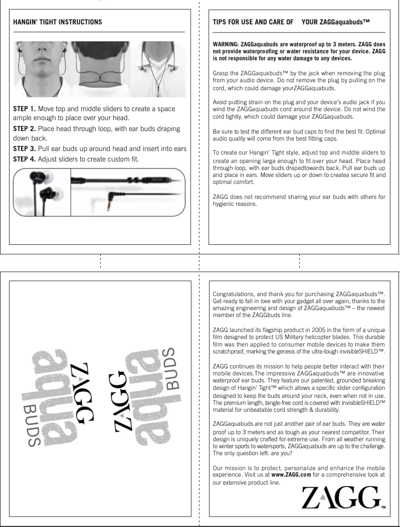 First page image of the manual for Aquabuds