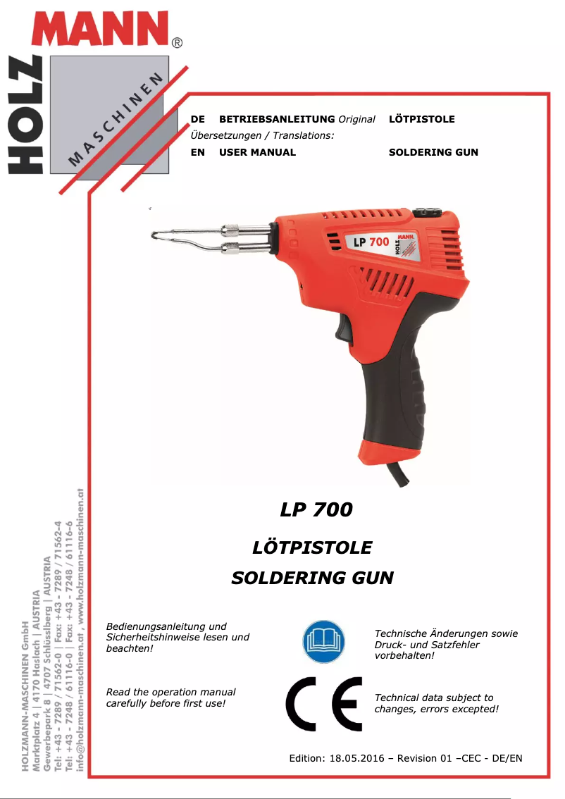 Page 1 of the manual User Manual Holzmann LP 700