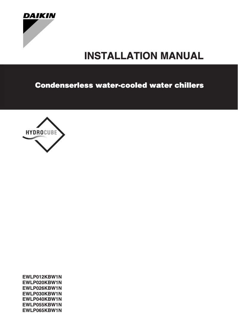 Page 1 of the manual Installation Guide Daikin EWLP065KBW1N