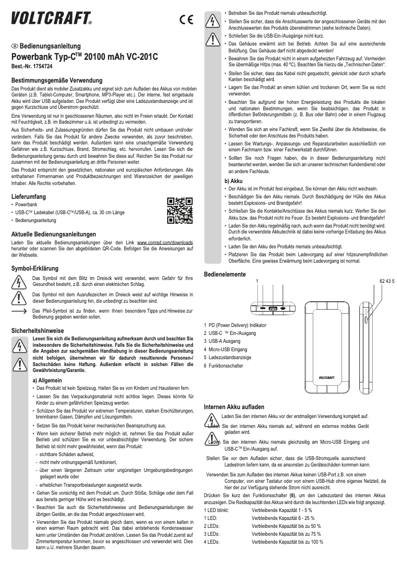 First page image of the manual for VC-201C