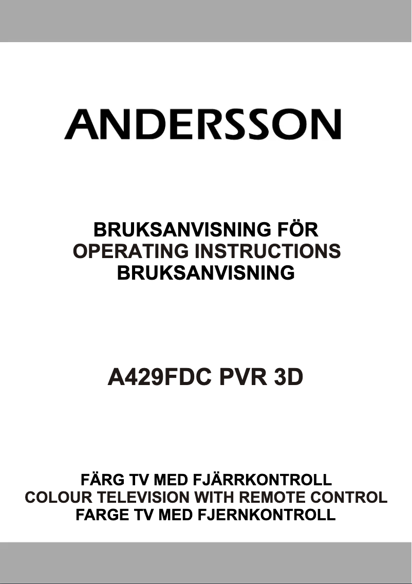 First page image of the manual for A429FDC PVR 3D