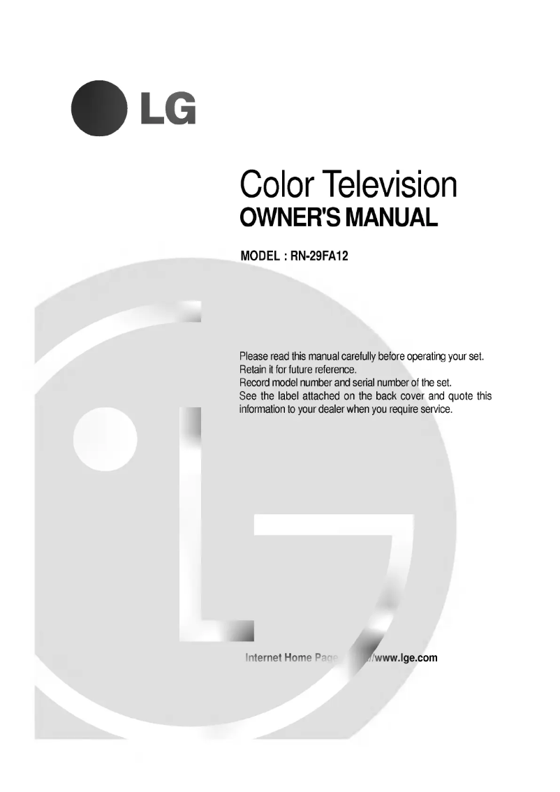 Page 1 of the manual User Manual LG RN-29FA12