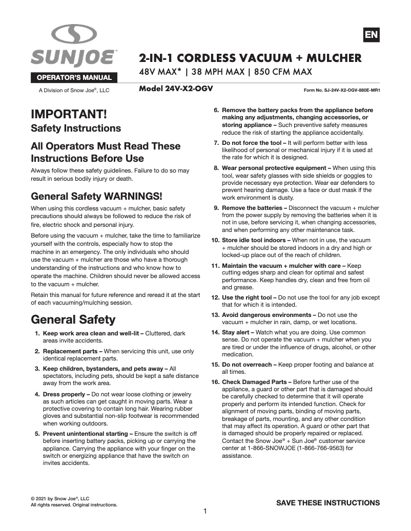 First page image of the manual for 24V-X2-OGV