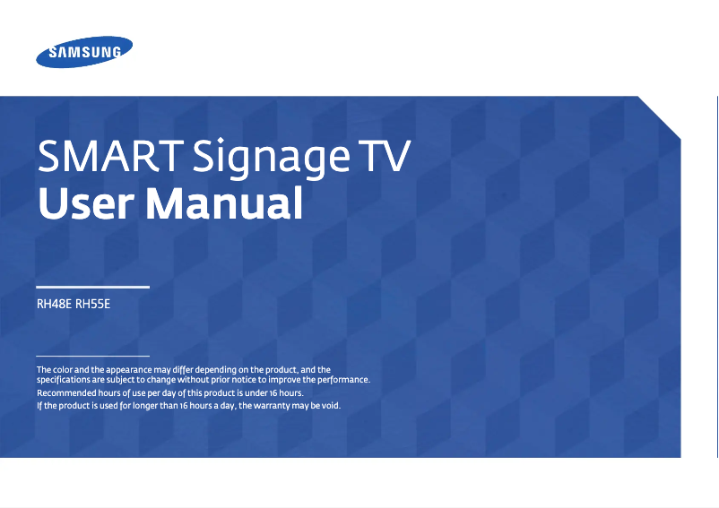 Page 1 of the manual User Manual Samsung LH55RHEPLGA