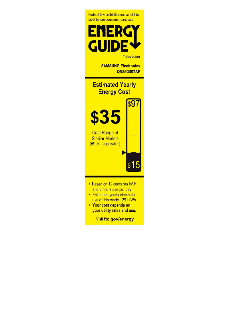 Page 1 of the manual Energy Label Samsung QN85Q80TAFXZA
