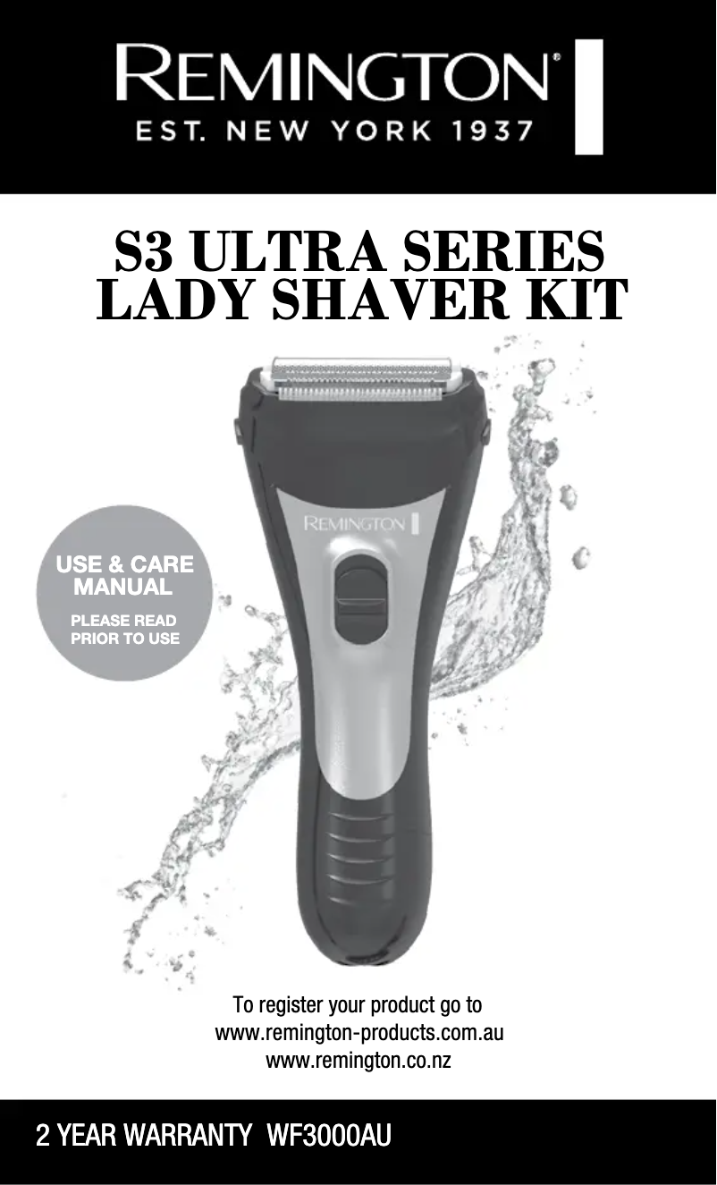 Page 1 of the manual User Manual Remington Ultra S3 Lady Shaver WF3000AU