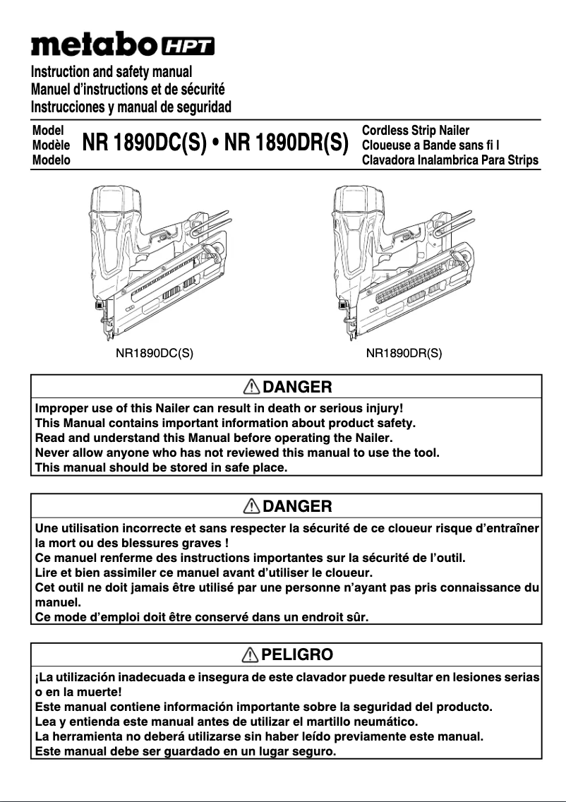 First page image of the manual for NR1890DCS